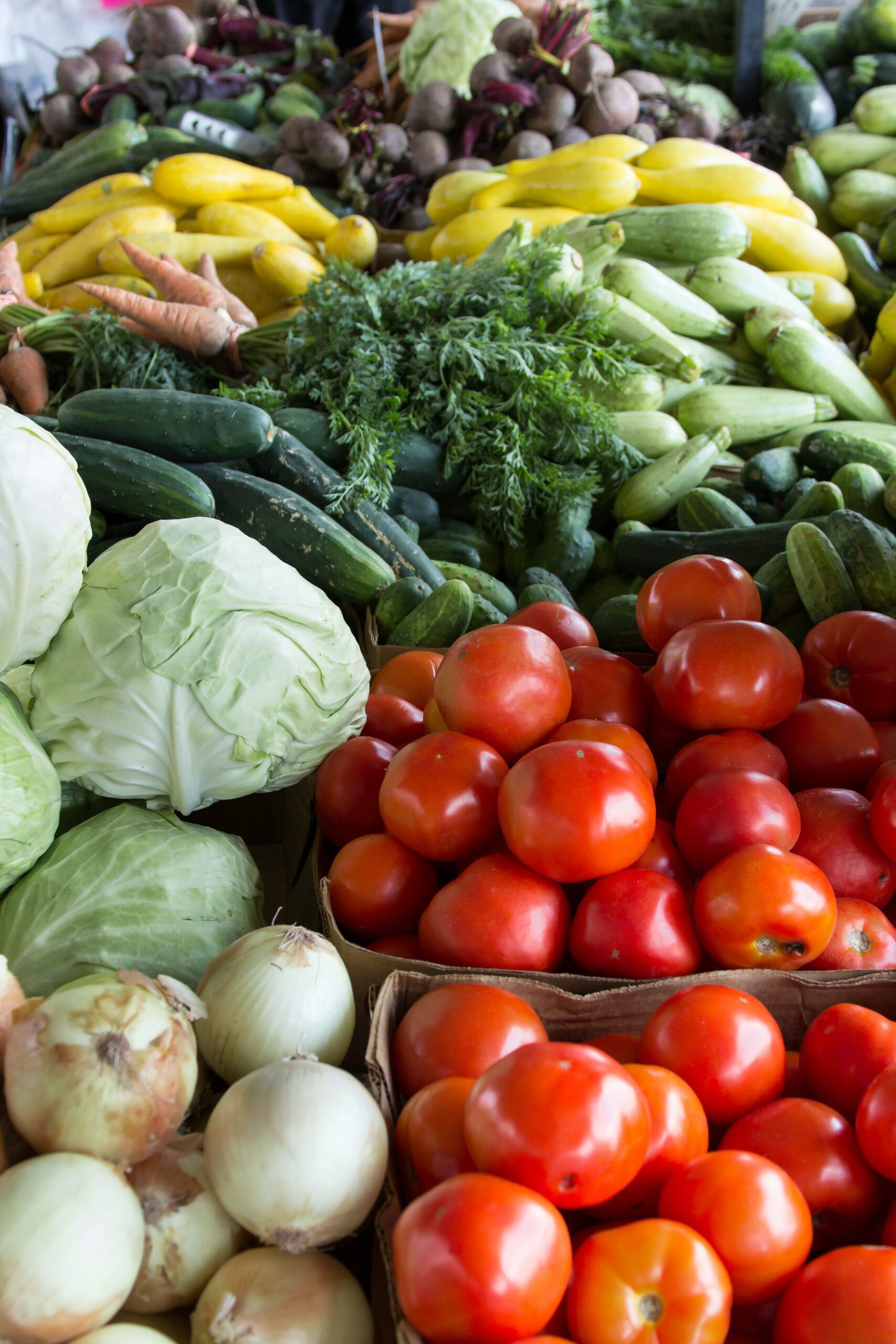 Photo of assortment of vegetables piled closely together