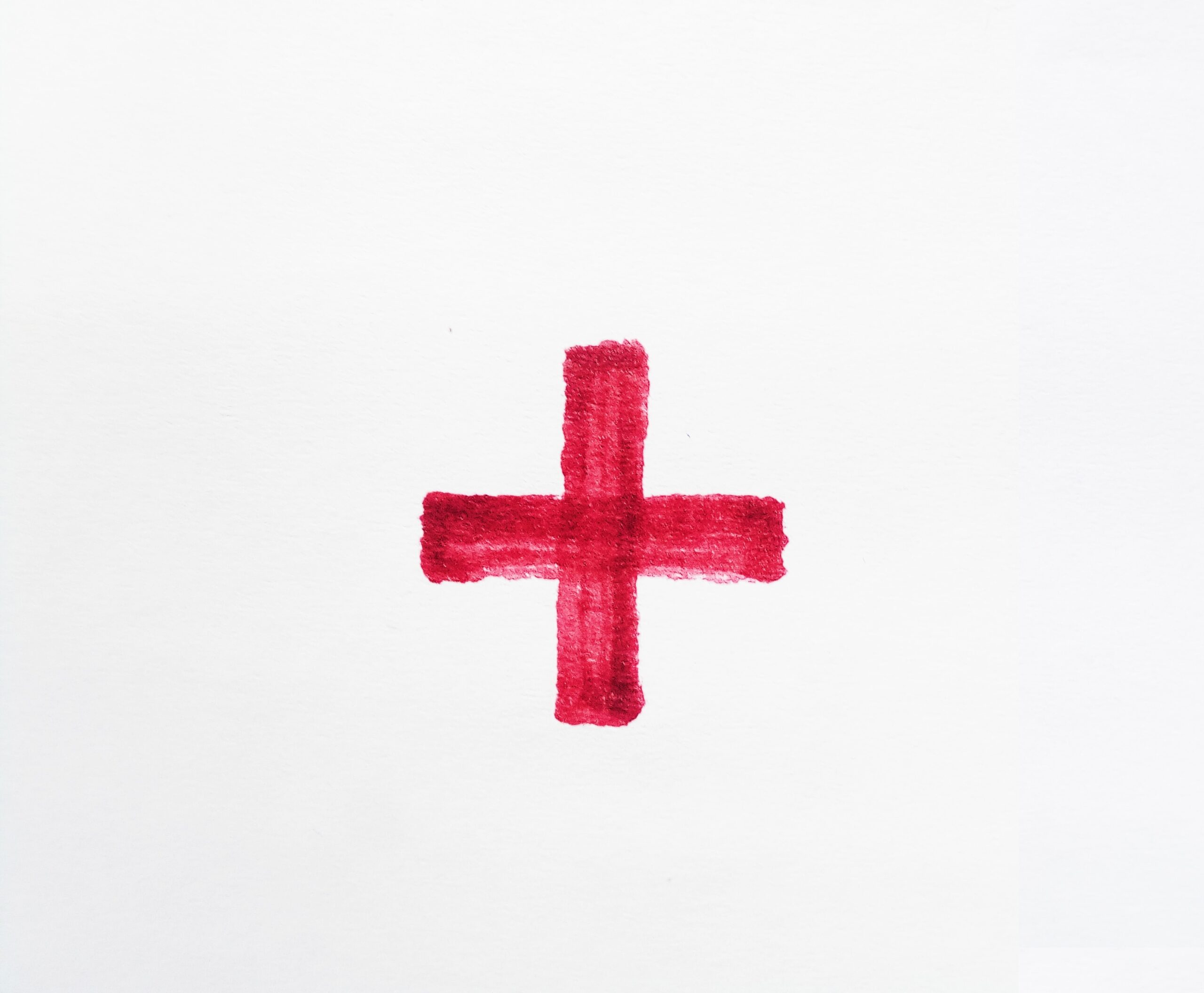 A hand painted first aid cross